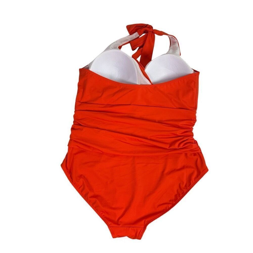 Boden Levanzo Halter Size 16-18 One Piece Swimsuit Fiesta Orange - Picture 3 of 13